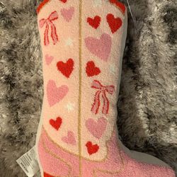 Isaac Mizrahi cowgirl Valentine boot pillow - NWT