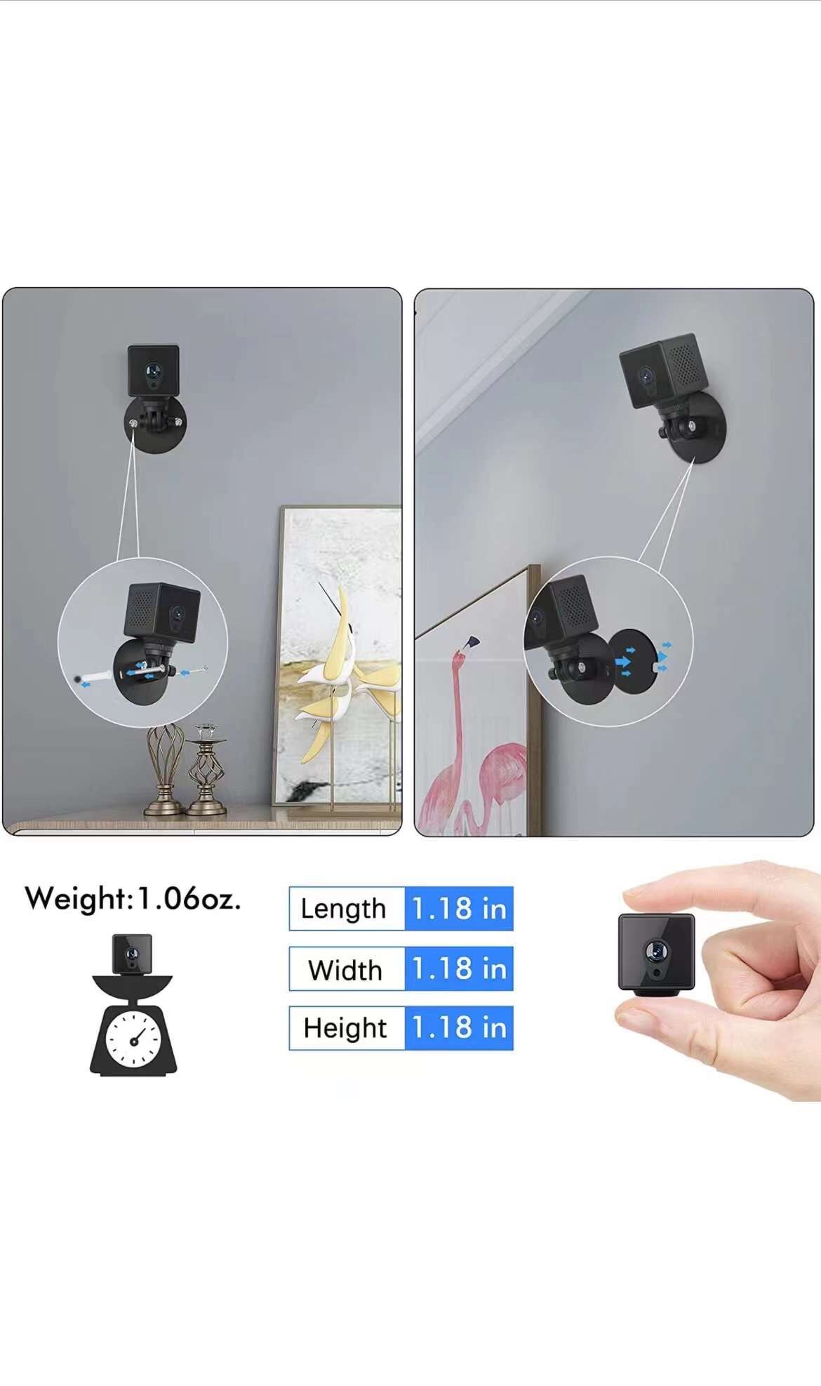 Mini Hidden Camera Wireless WiFi HD 4K Apartment Security Nanny Cams Night Vision and Motion Detection Portable Surveillance Baby Monitor Camera Cameras & Photography
