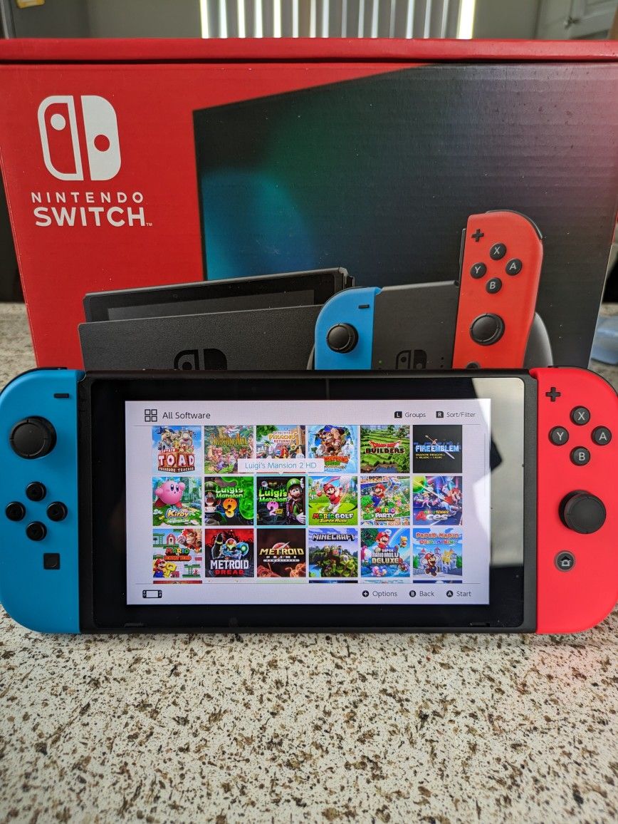 *NEW* Nintendo Switch V2 *Modded* 256gb w 37 Most Popular Switch Games | 9k+ Retro Games | PSP PS1 N64 SNES+++