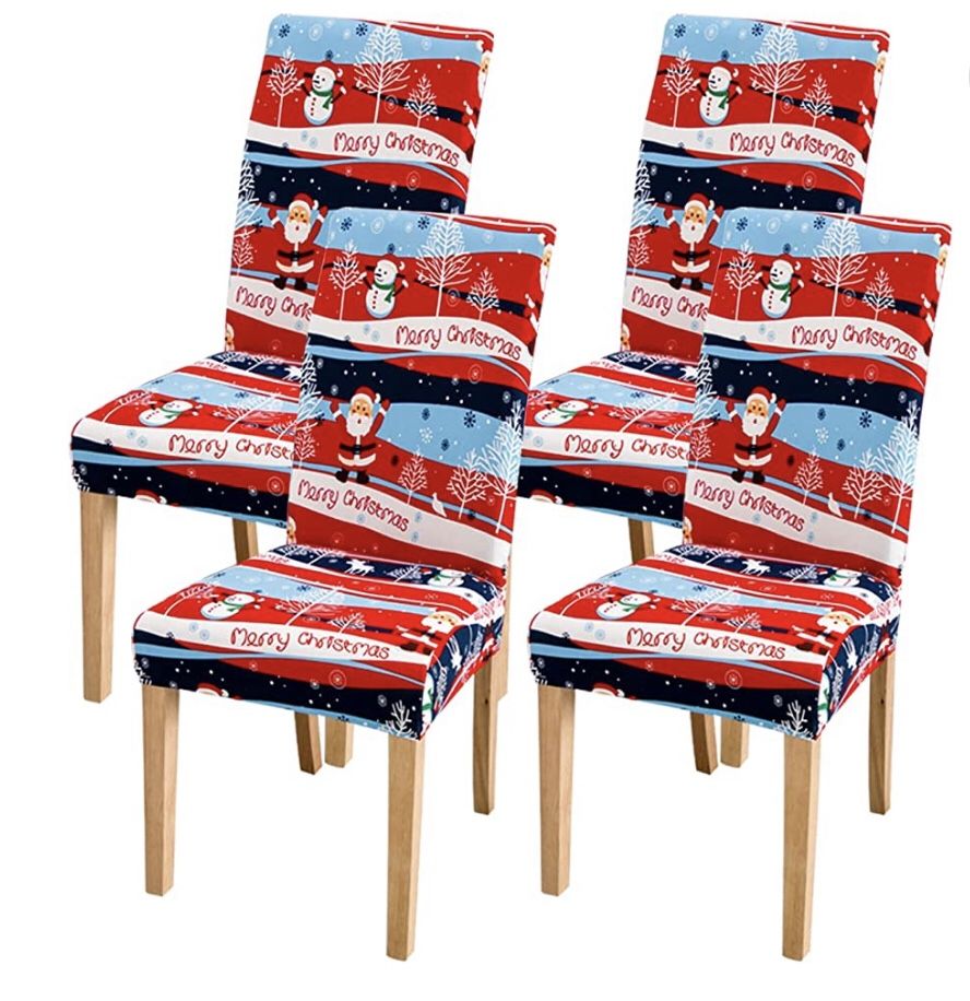Set of 4 Christmas Chair Covers for Dining Room