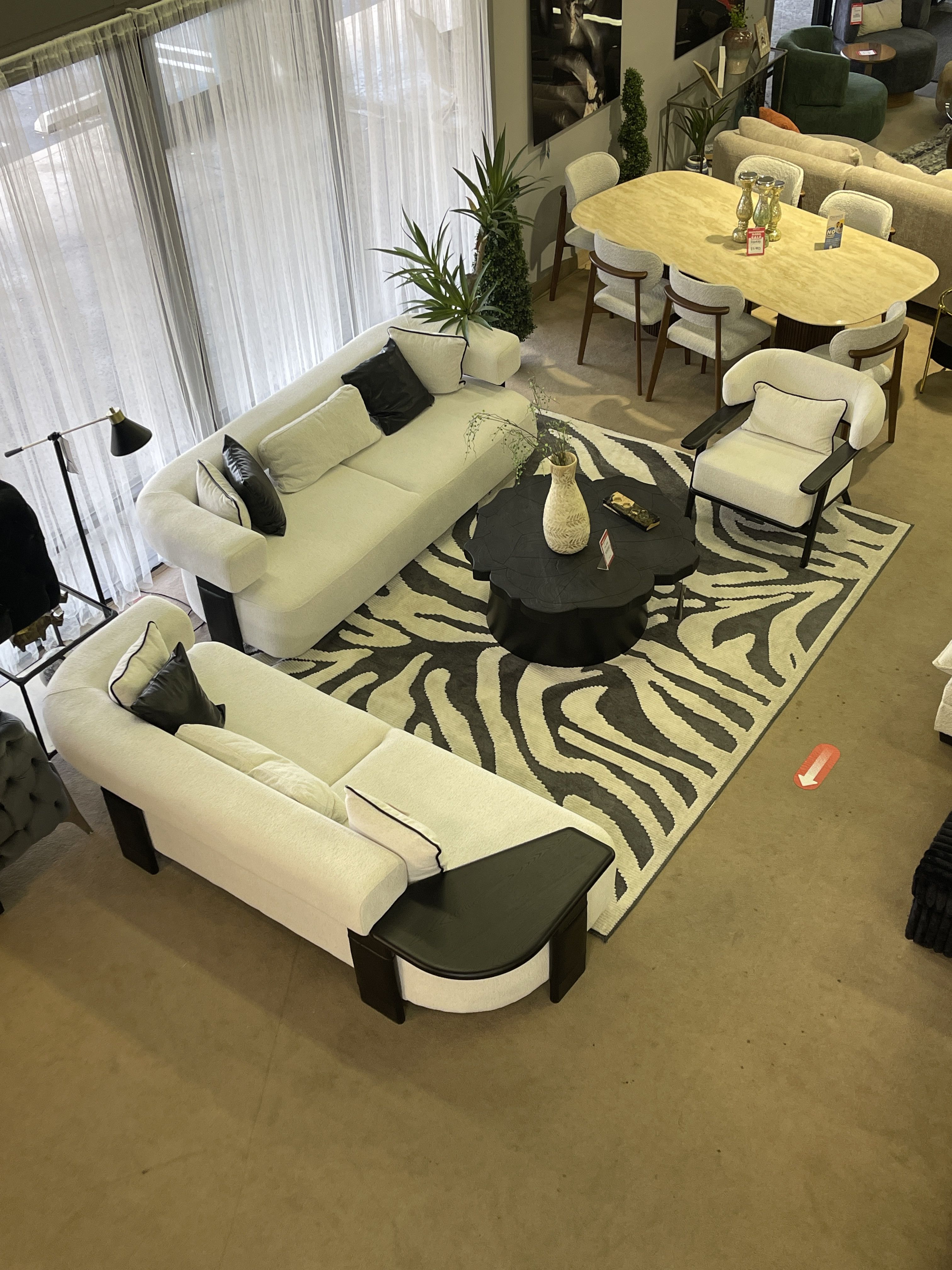 White & Black Oak Living Room Set / 3pc