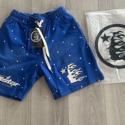 blue hellstar shorts. small, medium, and large 