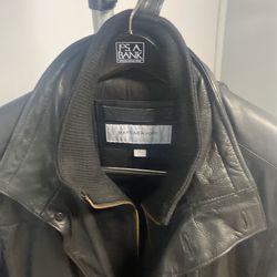 Black, Leather Jacket, Large Three-Quarter Length