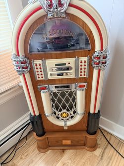 Arkrocket Saturn V Full-Size Jukebox – Record Player, CD, Bluetooth & LED Lights