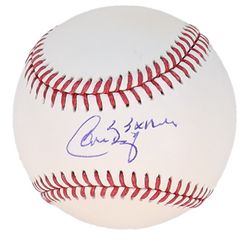 Carlos Baerga Signed OML Baseball Inscribed "3x All-Star" (Schwartz) w/glass display case