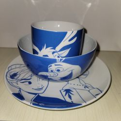 Disney - Frozen Movie Dish Set - Elsa Anna Plate - Olaf Bowl - Sven Mug