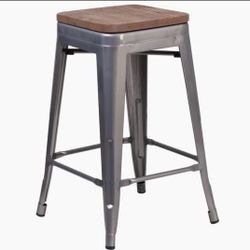 Metal Stools Wooden Top