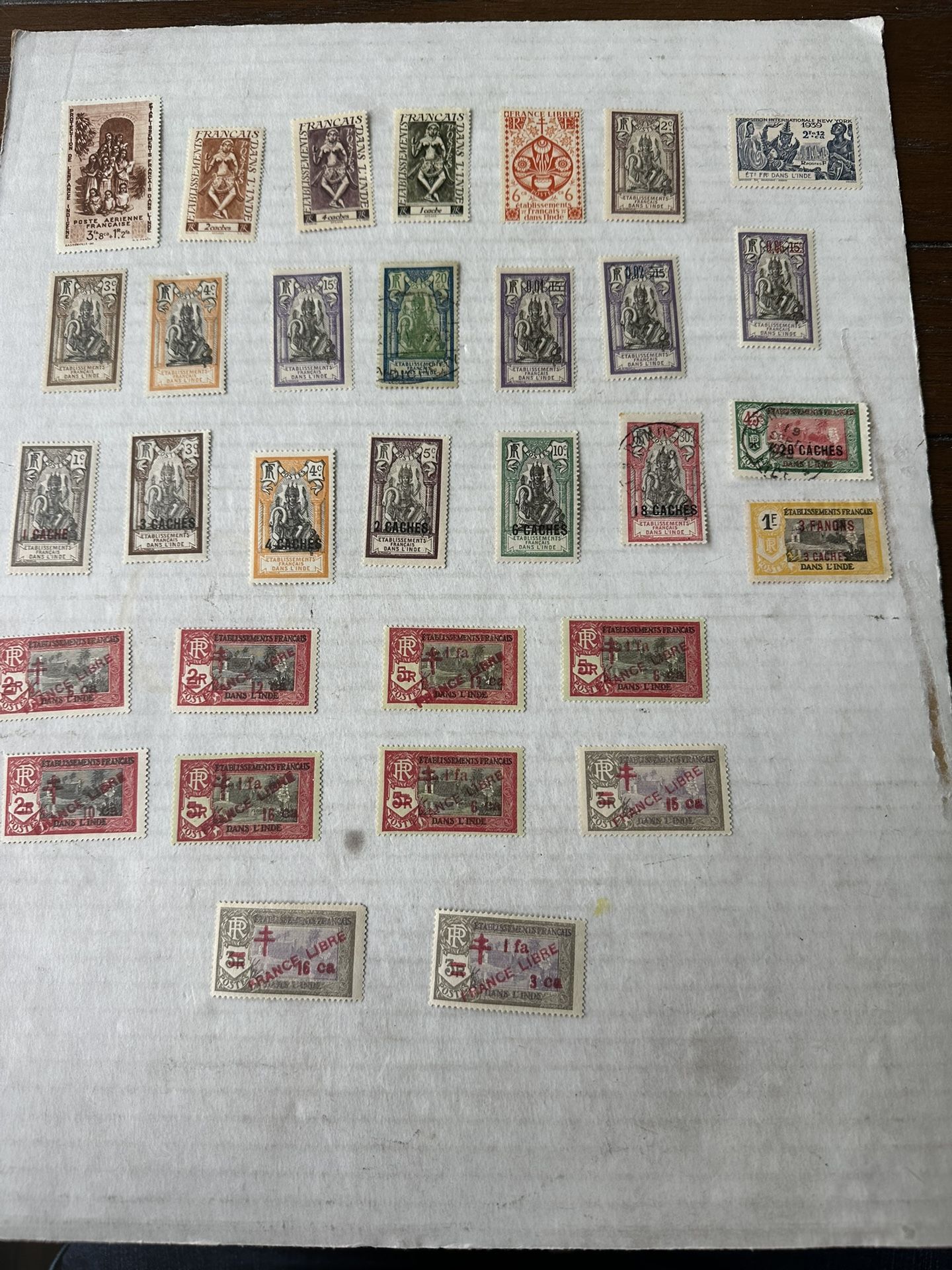 French India Collection Of 32 Mint Hinge Stamps