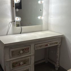 Vintage Vanity, Chair, And New Mirror