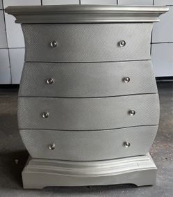 Silver Bombé 4-Drawer Chest Dresser