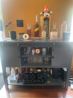 Barn door bar/ tv stand