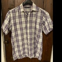 CEDAR WOOD STATE Shirt Mens L Regular Fit Button Up Short Sleeve Plaid purple