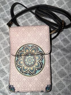 Pink Mandala Design Crossbody Cell Phone Purse Wallet