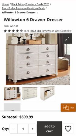 Ashley Furniture Willowton 6 Drawer Dresser