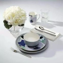 4 Sets of Lenox Kate Spade New Work Nolita Blue  floral Dinnerware Plates,Bowl,Mug