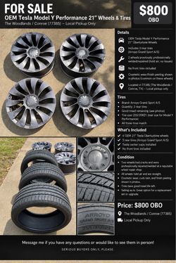 OEM Tesla model y performance 21” wheels & tires