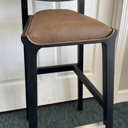 Barstools - Dark Wood Frame w/Padded ECO Leather Seat & Back. 