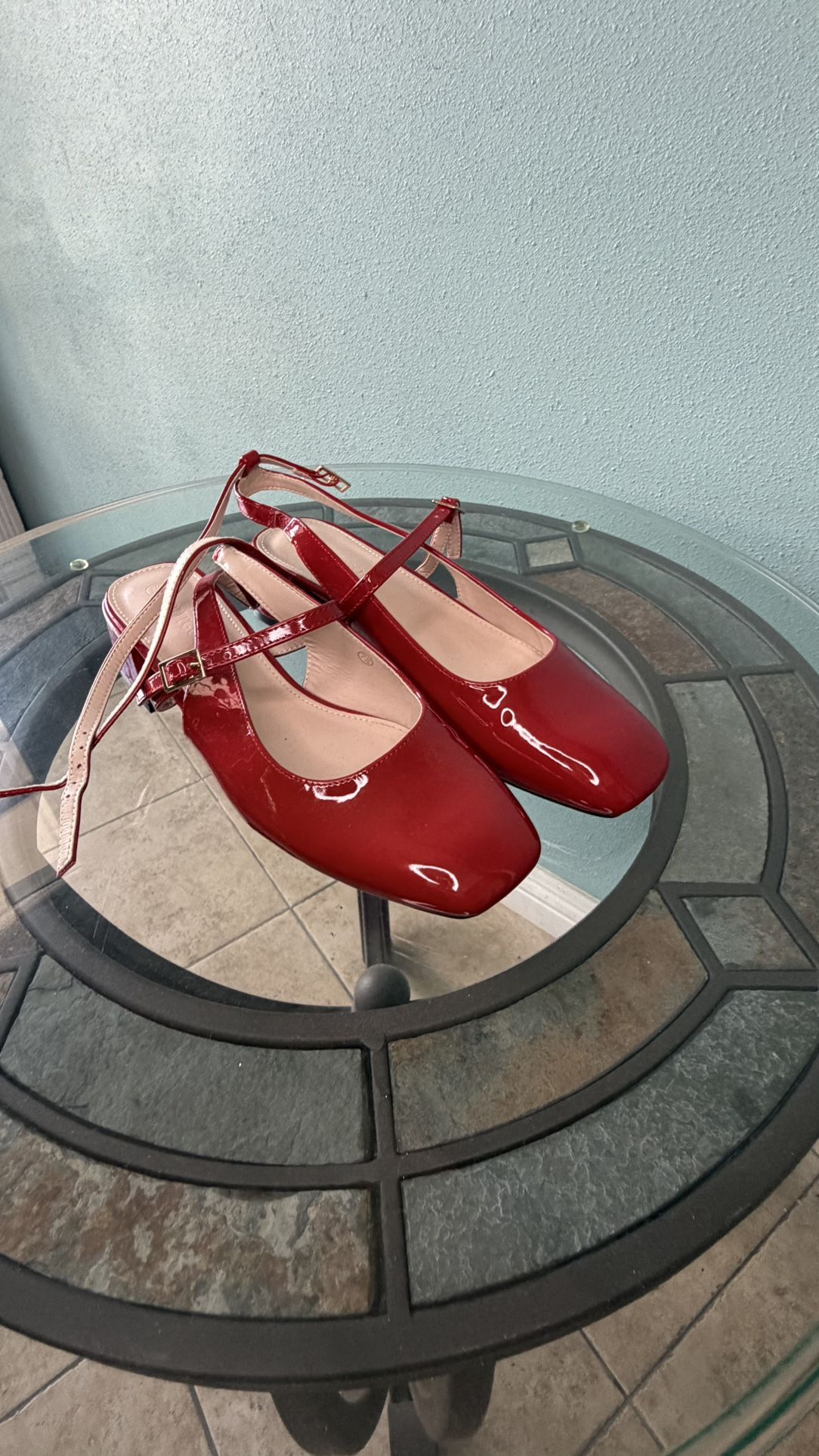 Red Patent Mary Jane Block Heels – Size 7.5 – Excellent Condition