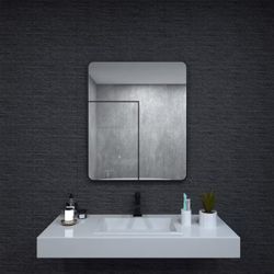 Niveal 30 in. W x 36 in. H Rectangular Framed Wall Bathroom Vanity Mirror in Matte Black