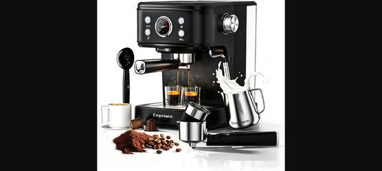 Empstorm 20 Bar Semi-Automatic Espresso Machine w/ Milk Frother, Black