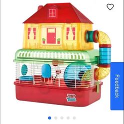 Hamster food, toys and cage