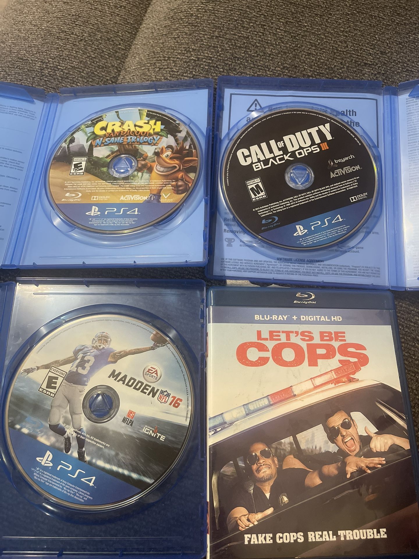 PS4 Games & 1 Blue Ray Movie