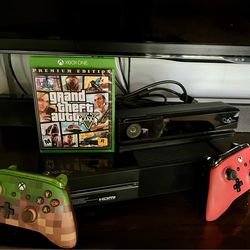 Used Xbox 1 with two wired controllers with Microsoft Xbox One Kinect Sensor with 6 games all cords