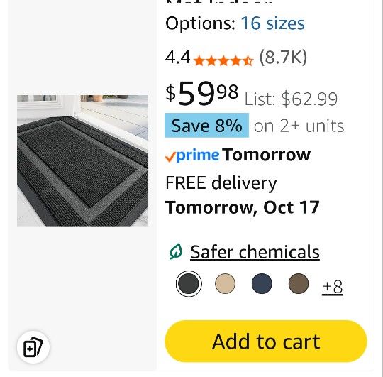 OLANLY Front Door Mat Indoor Outdoor Entrance, Waterproof All-Season, All-Weather Doormat, Sturdy Natural Rubber, Fade Resistant, Low Profile, 47x12