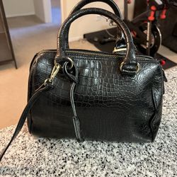 Croc-Embossed Barrel Bag