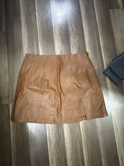 Brown Leather Skirt Size Large New From Vici