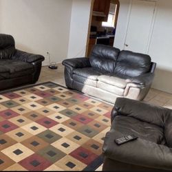 Real Leather Couches 3 Set