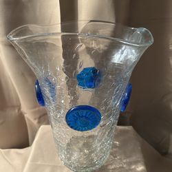 Blenko 439 Flared Crackle Glass Vase