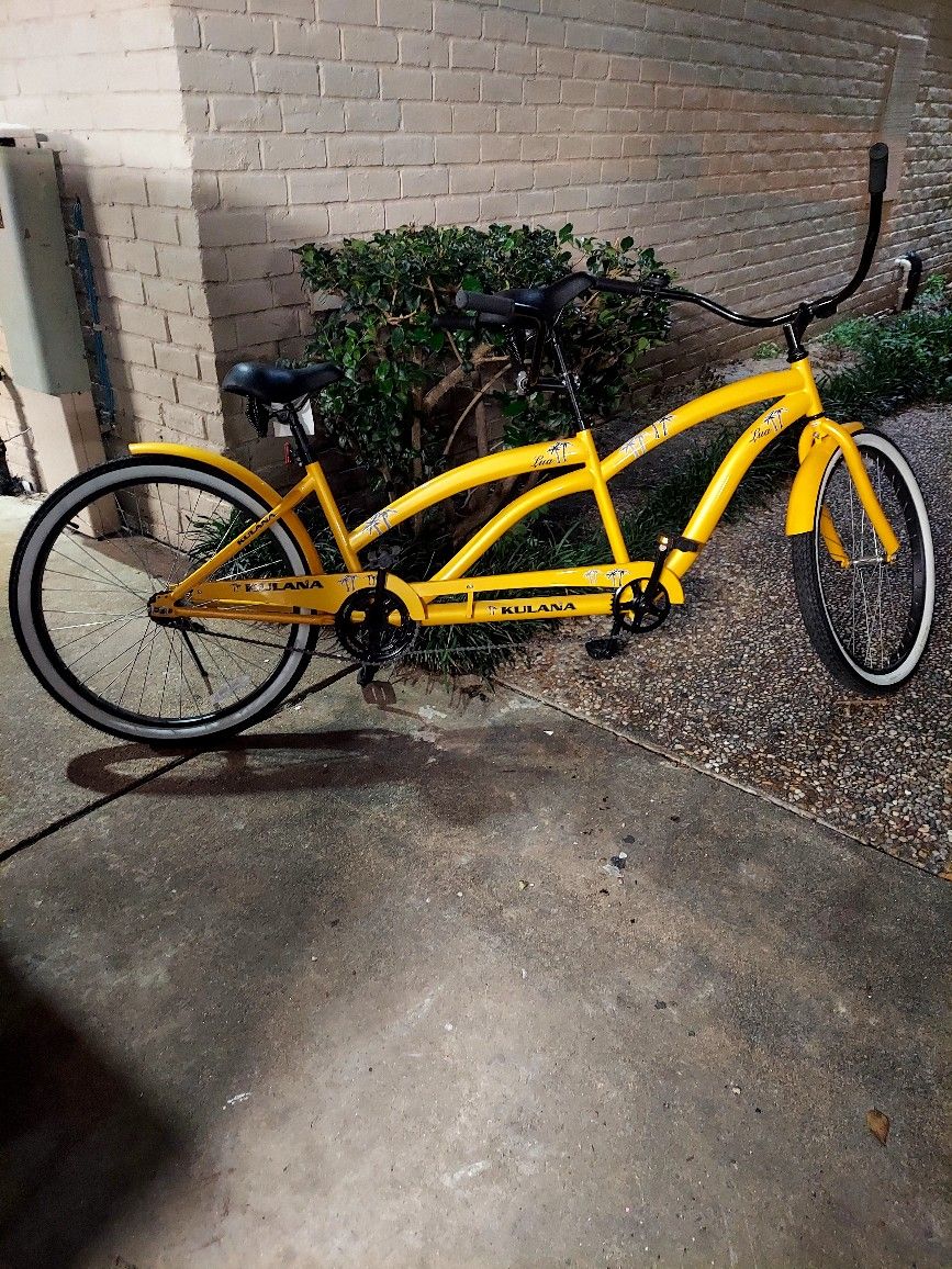 Bikes / Tandem Bikes / Kulana Lua Tandem Adult Beach Cruiser Bike Yellow