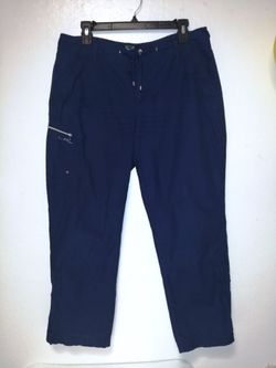 Women s Lauren Active Ralph Lauren Navy Blue Crop Cargo Pants size 8 , 100% cotton
