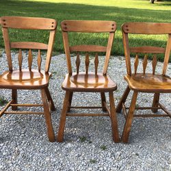 Three Vintage Wood Chairs