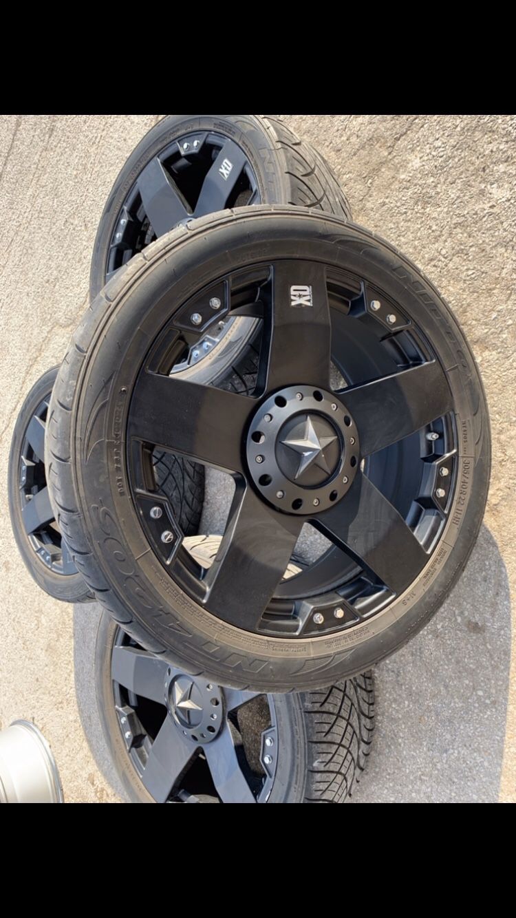 22” XD Rockstar black Rims and Nitto 420 Tires ! 6 Lug Universal 22s ...