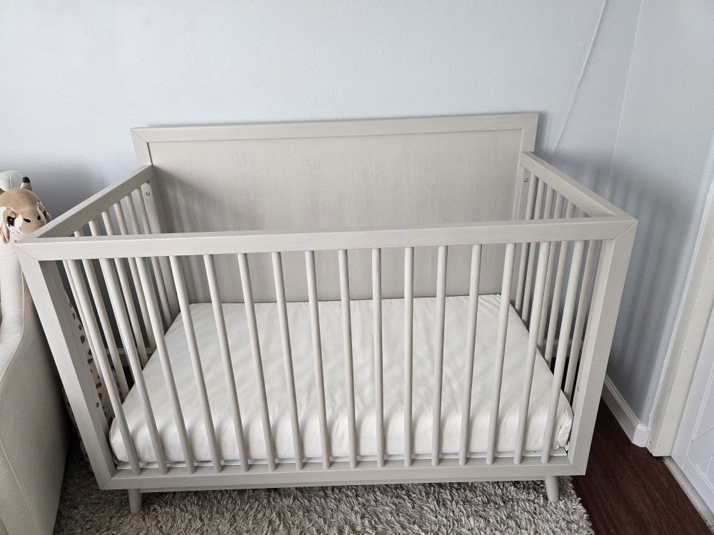 Mid Century In Crib With Mattress, West Elm Pebble Color