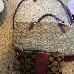 Coach Handbag And Coin Purse / Wrist Bag
