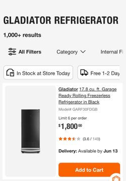 17.8 cu. ft. Garage Ready Rolling Freezerless Refrigerator in Black
