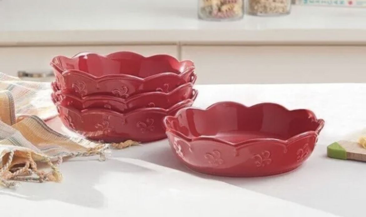 Princess House Marbella Ruby Pasta Bowls Set of 4 (3504) / Platos Hondos
