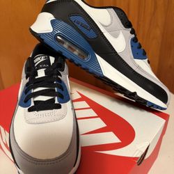 Nike Air Max 90 Smoke Grey White Blue Air Max Men Size 7.5- FB9658-002