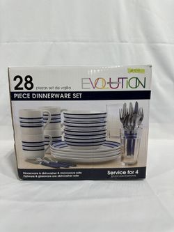 #50 Multi-Color Band 28-Piece Dinnerware Set