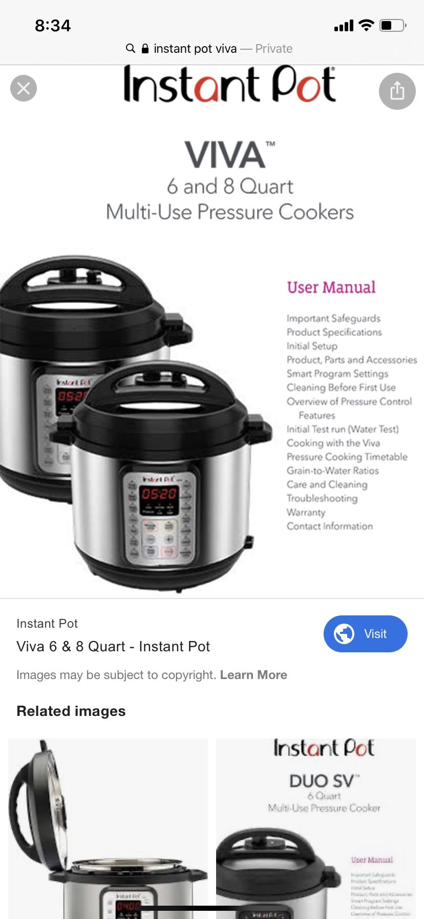 Instant pot VIVA 6qt