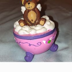 Claire's Angel Teddy Grant My Secret Wishes Footed Trinket Dish with Lid 2006
