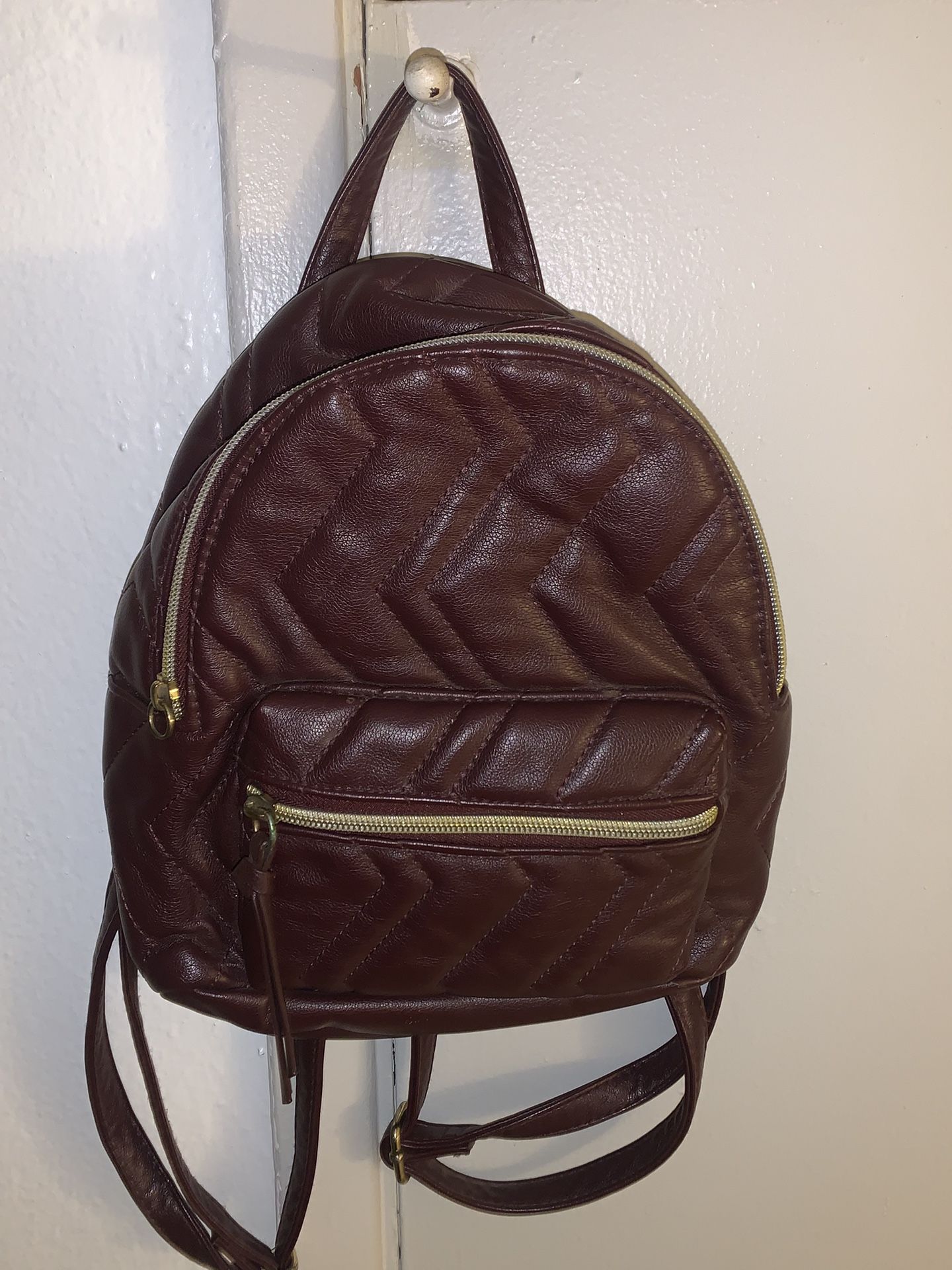 Small Women’s Backpack Dark Red And Gold