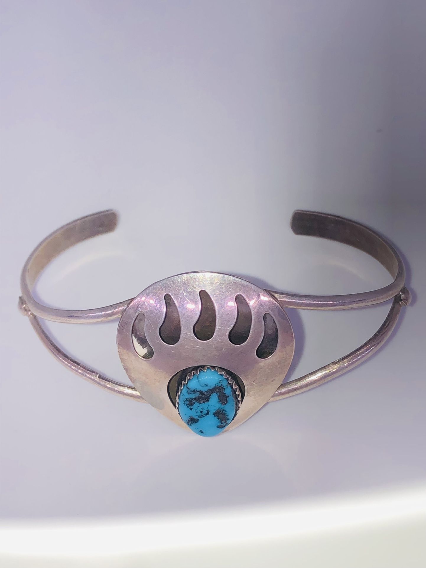 Navajo Sterling Bear Claw W/Turquoise