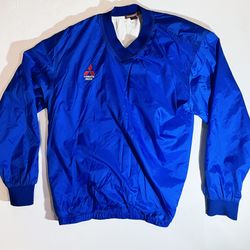 Mitsubishi Motors Mens Large Blue Pullover Windbreaker. Dri Fit