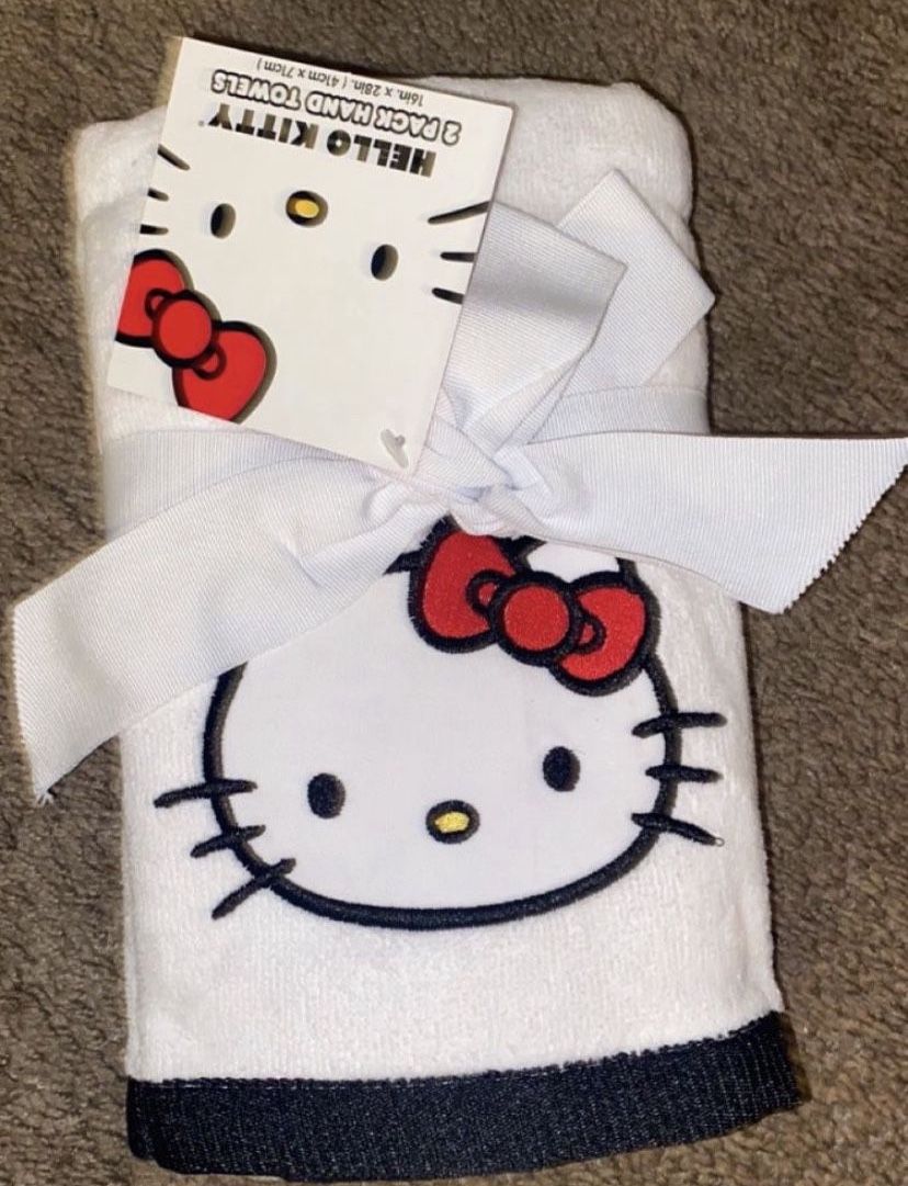 Hello Kitty Set Of 2 Embroidered Hand Towels