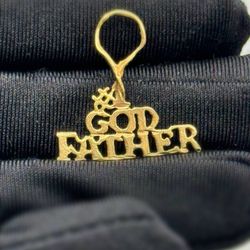 14k solid yellow gold GOD FATHER pendant charm 0.9 grams