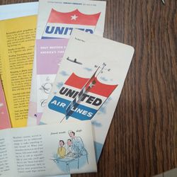 United Airlines Jan 1955 Flight Info Packet And Passenger Ticket 